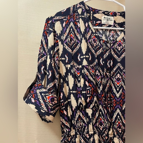 Holding Horses Dress with Red and Purple Abstract Print Size 10 Bohemian Vibe - Picture 3 of 8